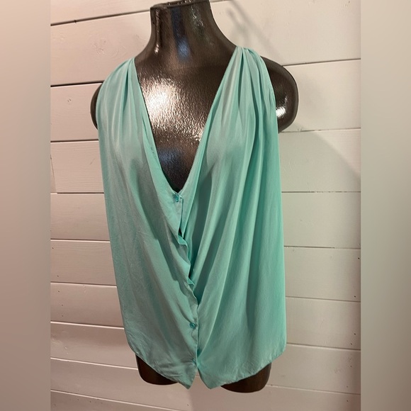 WILFRED – Mint Green Silk Draped Tank XS - Picture 7 of 12